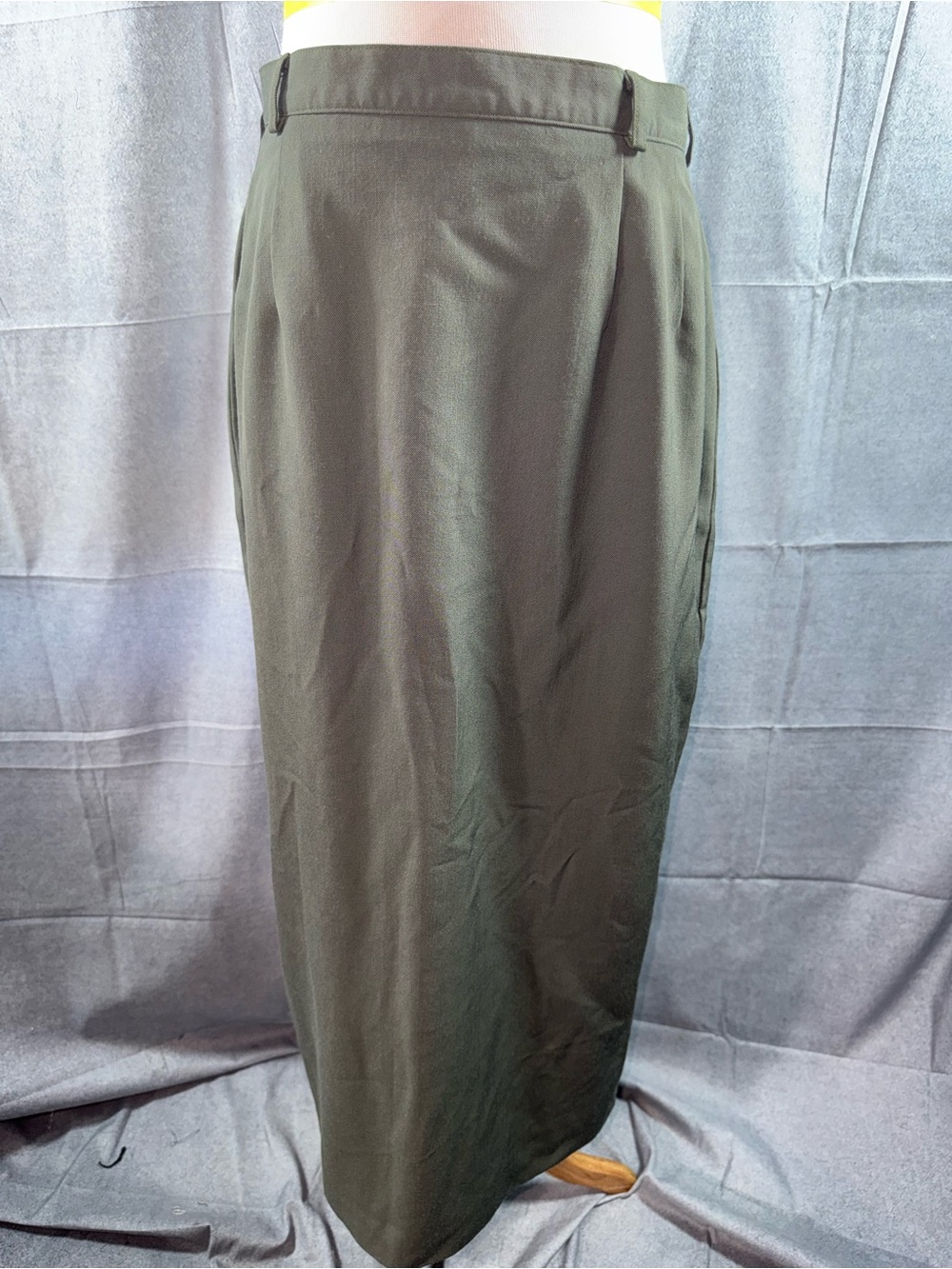 3276-VTG Austin Reed Olive Green Maxi Pencil Skirt